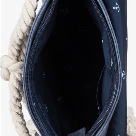 Roxy When We Move Small Crossbody Bag Purse - Blue - Faux Leather W/ Rope Strap - Picture 10 of 11